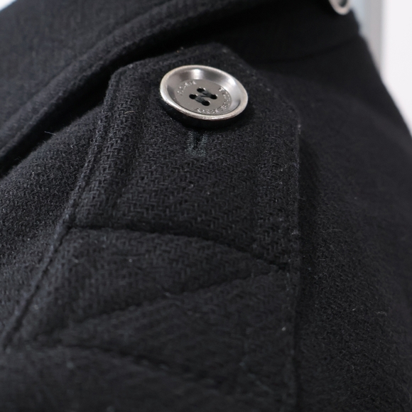 Burberry Brit Black Wool Belted Trench Coat - Picture 10 of 16